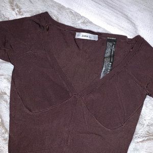 Zara chocolate brown crop top- size small